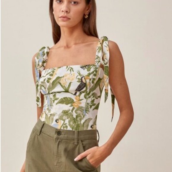 Reformation Ellora Tie Tank Top size 10 - Picture 3 of 4